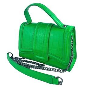 Zara Kelly Green Faux Leather Vegan Crossbody Chain Strap Mini Bag Handbag OS